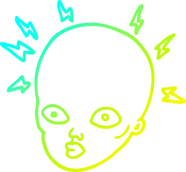 Bir insan tarafından çizilmiş kel kafanın soğuk gradyan çizgisi