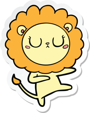 Bir insan tarafından çizilmiş çizgi film aslanının çıkartması.