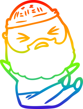 Bir insan tarafından çizilmiş sakallı bir karikatür çizimi.