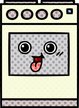 Bir insan tarafından çizilmiş mutfak fırınının çizgi romanı.