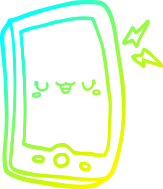 Bir insan tarafından çizilmiş bir cep telefonunun soğuk gradyan çizimi.