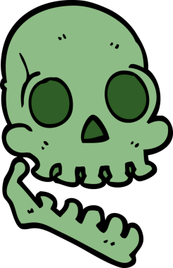 Bir insan tarafından çizilmiş mutlu kafatası.