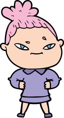 Bir insan tarafından çizilmiş karikatür kadın.