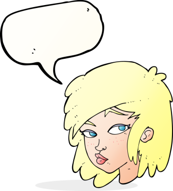 Bir insan tarafından çizilmiş konuşma balonu olan meraklı bir karikatür.