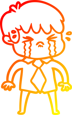 Bir insan tarafından çizilmiş, ağlayan bir çizgi film çocuğu çizimi.