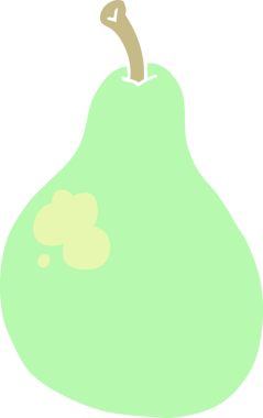 Bir insan tarafından çizilmiş düz renk çizgi film armudu