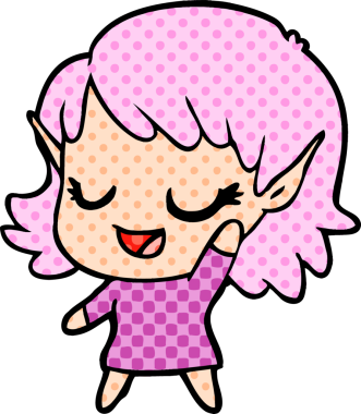 Bir insan tarafından çizilmiş mutlu elf kızı.