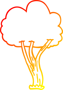 Bir insan tarafından çizilmiş karikatür ağacının sıcak çizgi çizimi