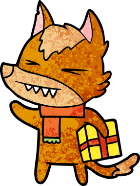 Bir insan tarafından çizilmiş tilki çizgi film karakteri