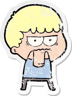 Bir insan tarafından çizilmiş sıkıntılı bir karikatür çıkartması.