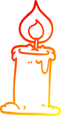 Bir insan tarafından çizilmiş karikatür yanan bir mumun sıcak çizgi çizimi