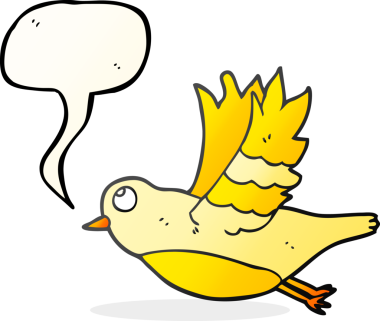 Bir insan tarafından çizilmiş serbest konuşma balonu çizgi film kuşu.