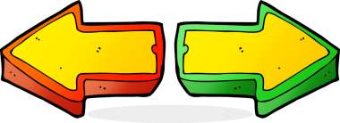 bir insan tarafından çizilmiş çizgi film yönündeki oklar