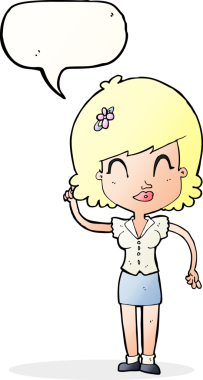 Bir insan tarafından çizilmiş konuşma baloncuğu fikri olan güzel bir kadın.