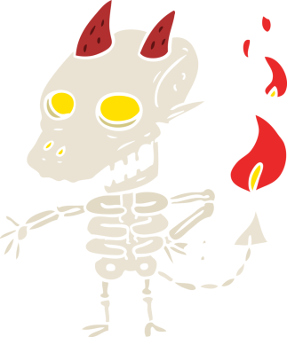 Bir insan tarafından çizilmiş düz renk çizgi film korkunç iblis