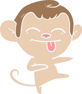 Bir insan tarafından çizilmiş komik düz renkli çizgi film maymunu