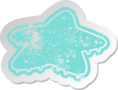 Bir insan tarafından çizilmiş yıldız balığının eski bir karikatür çıkartması.