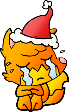 Ağlayan tilki eli, bir insan tarafından çizilmiş Noel Baba şapkasının gradyan çizimi.