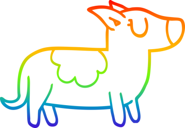 gökkuşağı gradyan çizgi çizimi bir insan tarafından çizilmiş mutlu bir köpek