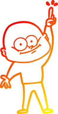 Bir insan tarafından çizilmiş kel bir adamın sıcak çizgi çizimi.