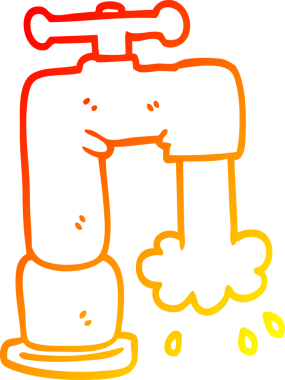 Bir insan tarafından çizilen çizgi film musluğunun sıcak gradyan çizimi