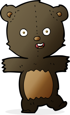 Bir insan tarafından çizilmiş sevimli siyah ayı yavrusu.