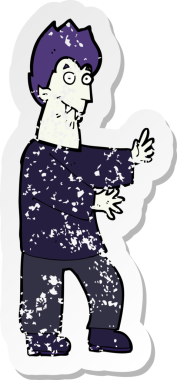 Bir insan tarafından çizilen vampir çizgi filminin gerilmiş yapıştırması.