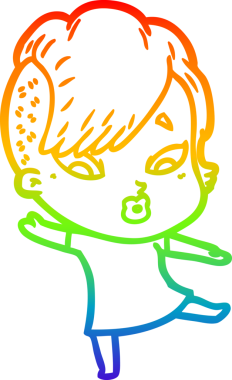 gökkuşağı gradyanı çizimi bir çizgi film kızı şaşırttı bir insan tarafından çizildi