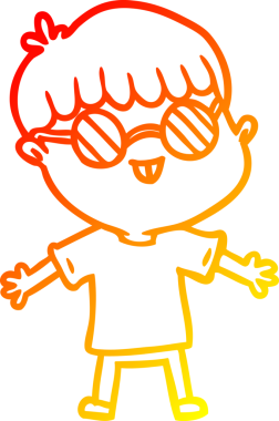 Bir insan tarafından çizilmiş gözlük takan çizgi film çocuğu çizimi.