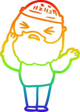 Bir insan tarafından çizilmiş sakallı bir karikatür çizimi.