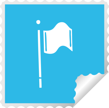 Bir insan tarafından çizilmiş kırmızı bayrağın kare soyma etiketi.