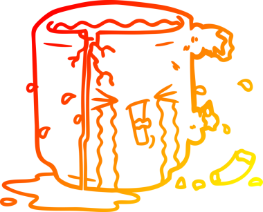 Bir insan tarafından çizilmiş kırık bir karikatürün sıcak çizgi çizimi