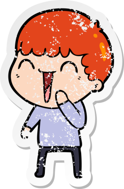 Bir insan tarafından çizilmiş mutlu bir adamın sıkıntılı çıkartması.