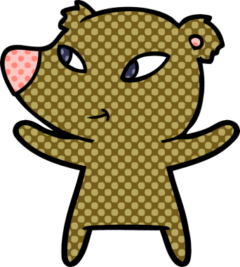 Bir insan tarafından çizilmiş sevimli çizgi film ayısı.