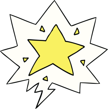 Bir insan tarafından çizilmiş konuşma balonu olan çizgi film yıldızı.