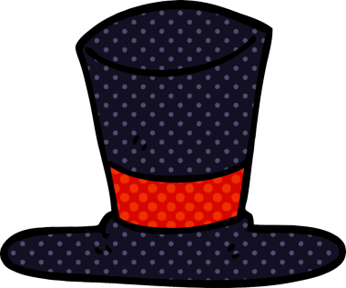 Bir insan tarafından çizilmiş karikatür silindir şapka.