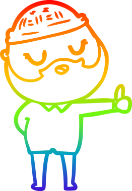 Bir insan tarafından çizilmiş sakallı bir karikatür çizimi.