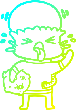 Bir insan tarafından çizilmiş garip bir çizgi film uzaylısının soğuk gradyan çizimi