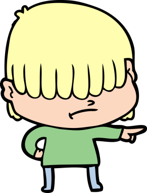 Bir insan tarafından çizilmiş dağınık saçlı çizgi film çocuğu.