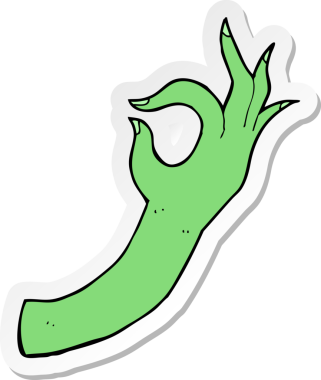 Bir insan tarafından çizilmiş bir el sembolünün çıkartması.