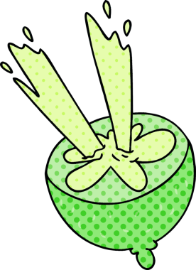 Bir insan tarafından çizilmiş çizgi roman tarzı tuhaf bir limon.