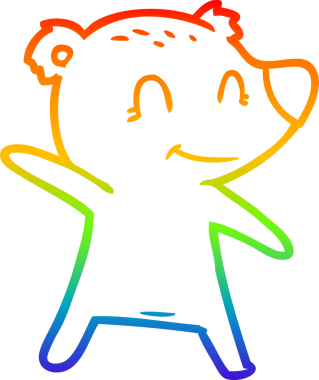 Bir insanın çizdiği gülümseyen ayının çizdiği gökkuşağı gradyanı çizimi