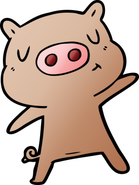 Bir insan tarafından çizilmiş çizgi film içerikli domuz.