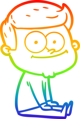 Gökkuşağı gradyan çizgi çizimi bir insan tarafından çizilmiş mutlu bir adamın çizimi