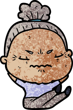 Çizgi film bir insan tarafından çizilmiş yaşlı bir kadın tarafından rahatsız edildi.