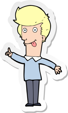 Bir insan tarafından çizilmiş komik bir adamın çıkartması.