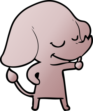 Bir insan tarafından çizilmiş gülümseyen bir fil.