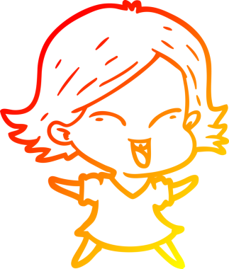 Bir insan tarafından çizilmiş mutlu bir çizgi film kızı çizimi