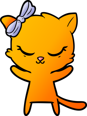 Bir insan tarafından çizilmiş sevimli çizgi film kedisi.