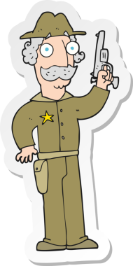 Bir insan tarafından çizilmiş karikatür şerifinin çıkartması.